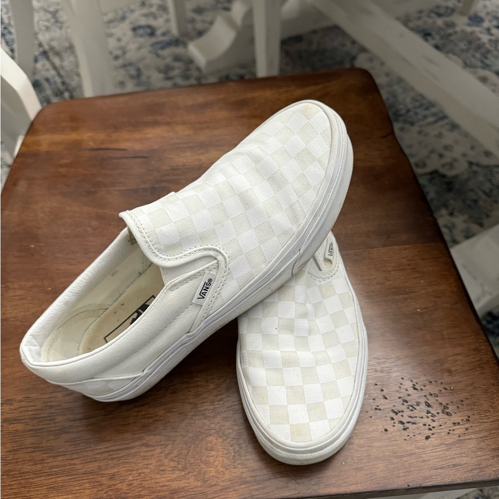 Slip on White Checkered Vans